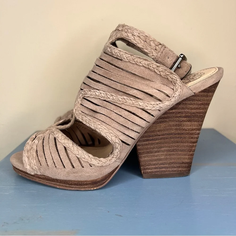 Vince Camuto Janil open toe suede block heel sandal